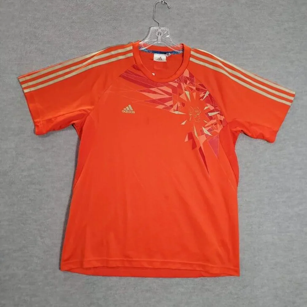 Adidas Men Activewear Shirt Large Orange Soccer Jersey London‎ 2012 Olympic READ